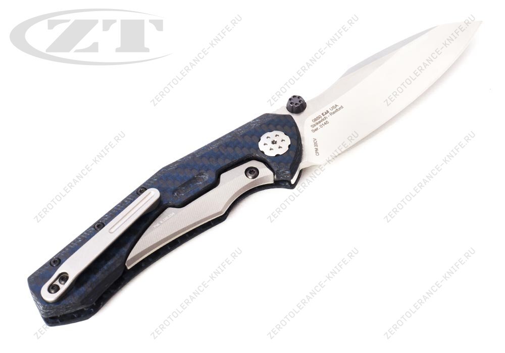 Нож Zero Tolerance 0850 Blue CF Sinkevich Rexford BS - фотография 