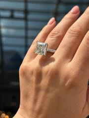 Кольцо GRAFF из серебра с камнем в огранке принцесса размер 4ct карата