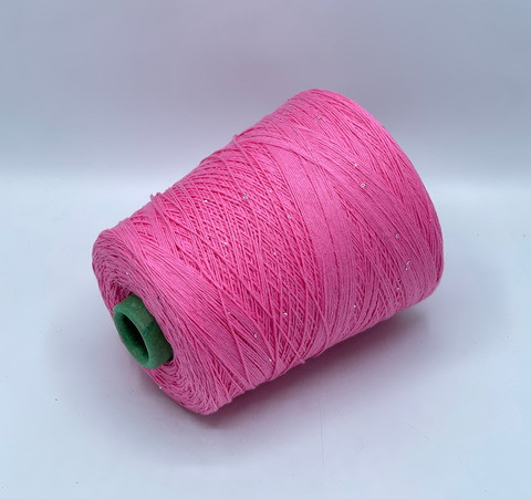 Бобинная пряжа, Cotone Paillettes, 450м, 97% Хлопок, 3% Полиэстер(пайетка), Ярко-розовый . 40721