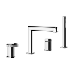 Gessi Anello 63337#031 Смеситель для ванны на 4 отверстия: излив, девиатор, шланг, лейка, цвет: хром фото