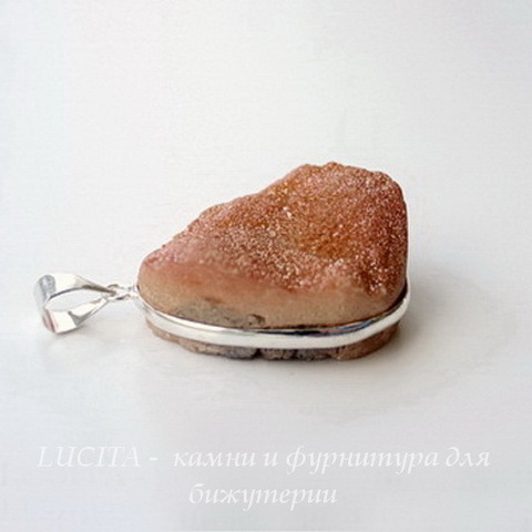 Подвеска Кварц в рамке (цвет - античное серебро) 39,6х28,3х17,3 мм №40 ()