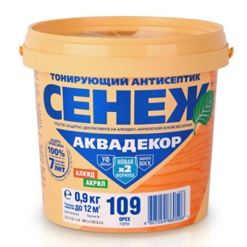 Антисептик тонирующий для древесины Сенеж Аквадекор