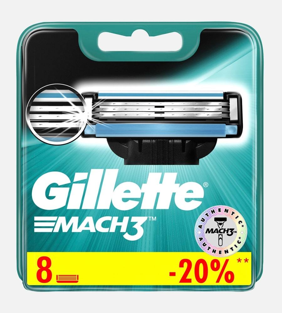 Gillette MACH3 (8 шт) кассеты. Пластиковая упаковка. Вьетнам для ЕС и РФ.
