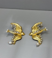 Серьги BIRDS ПТИЦЫ ЛАСТОЧКИ в стиле Schiaparelli с жемчугом