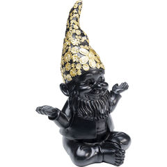 Фигура декоративная Gnome Meditation «Медитирующий гном» 19 см, Чёрный/Золотой