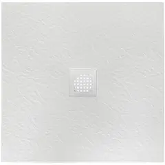 BelBagno TRAY-MR-UNO-A-90-35-W-BO Поддон из искусственного мрамора в комплекте с сифоном с белой матовой декоративной накладкой фото