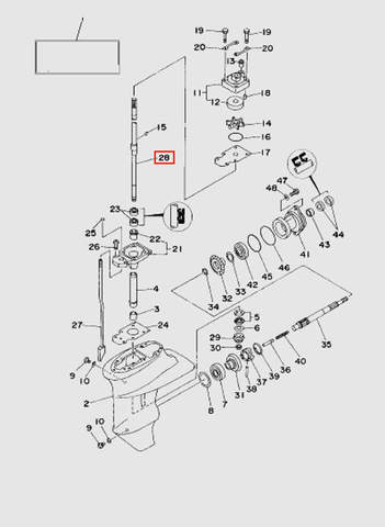Вертикальный вал S  для лодочного мотора T15, OTH 9,9 SEA-PRO (16-28)
