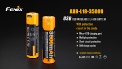 Аккумулятор 18650 LI-ION Fenix 3.6V, 3500mAh + micro USB port
