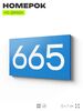 Номер на дверь 665, табличка на дверь для офиса, квартиры, кабинета, аудитории, склада, голубая 120х70 мм, Айдентика Технолоджи