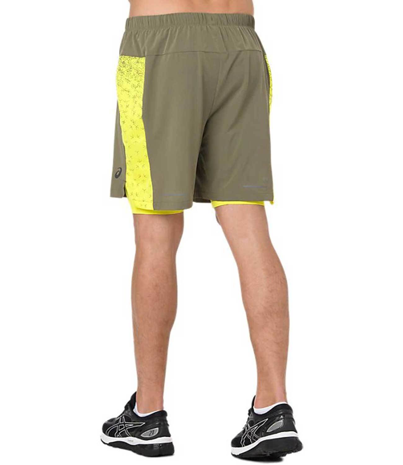 Asics 2 In 1 7" Short шорты беговые мужские серые-желтые - 3