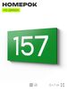 Номер на дверь 157, табличка на дверь для офиса, квартиры, кабинета, аудитории, склада, зеленая 120х70 мм, Айдентика Технолоджи