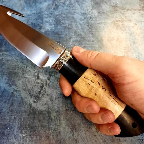 Шкуросъёмный нож, 95х18, карельская береза/граб