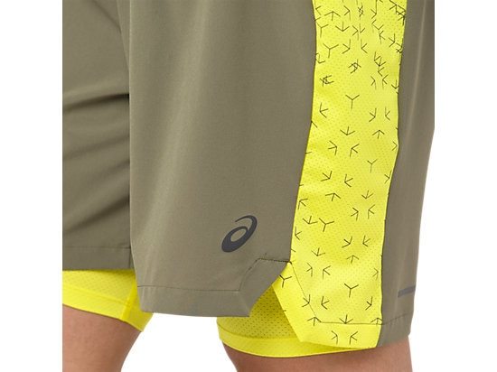 Asics 2 In 1 7" Short шорты беговые мужские серые-желтые - 4