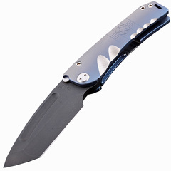 Фото Нож складной Medford Marauder Tanto, сталь D2 Tool Steel PVD, рукоять титановый сплав, голубой