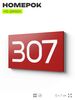 Номер на дверь 307, табличка на дверь для офиса, квартиры, кабинета, аудитории, склада, красная 120х70 мм, Айдентика Технолоджи