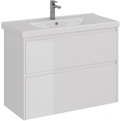 Lemark COMBI LM03C100T Тумба 100 см под 1 раковину, подвесная/напольная, 2 ящика, цвет корпуса, фасада: Белый глянец фото