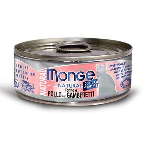 Monge Cat Natural консервы для кошек тихоокеанский тунец с курицей и креветками 80г