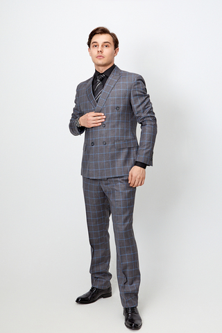 Костюм мужской - двойка двубортный Slim Fit Slavasio 02/47