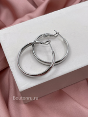 Серьги кольца серебристые