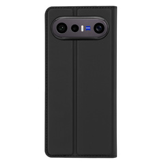 Чехол книжка из кожи черного цвета для Vivo X300 FE 5G (S50 Pro mini), серия Skin Pro Series от Dux Ducis