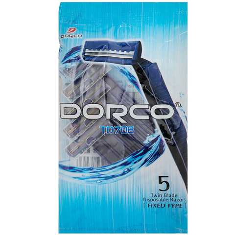 DORCO TD-708 однораз.станок 5шт., фиксир.головка с 2 лезвиями (Ю.Корея)