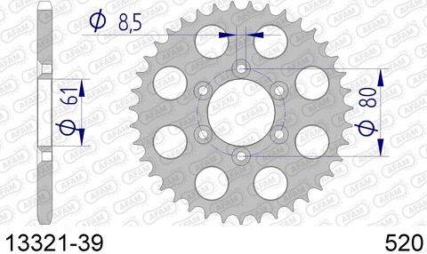 13321-39 звезда задняя (ведомая) стальная, 520, AFAM