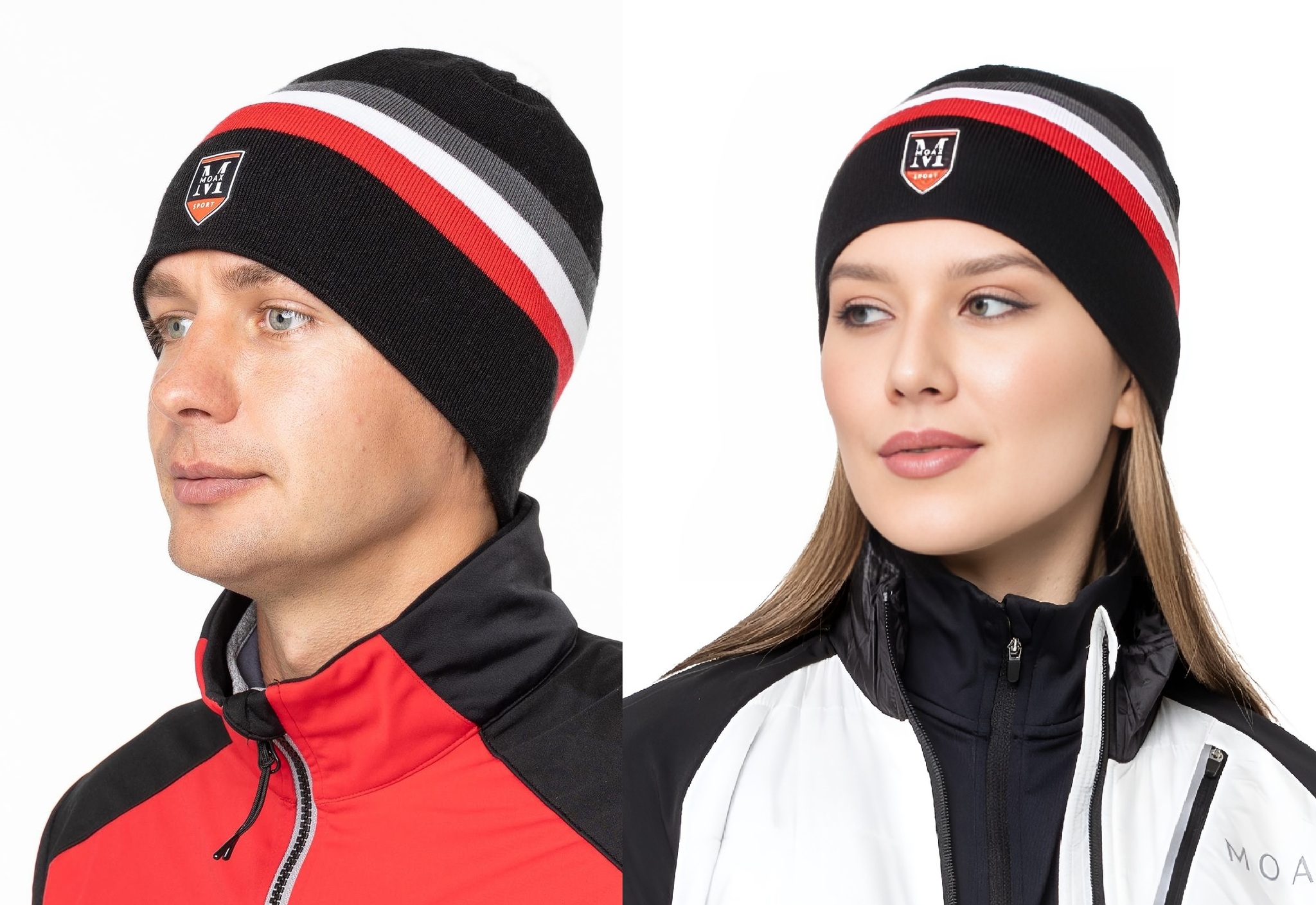 Вязаная шапка с шерстью Moax Tradition Sport Stripe черно-красная
