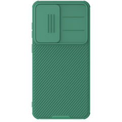 Чехол зеленого цвета (Dark Green) с защитной шторкой для камеры от Nillkin на Samsung Galaxy S25+ Плюс, серия CamShield Pro Case