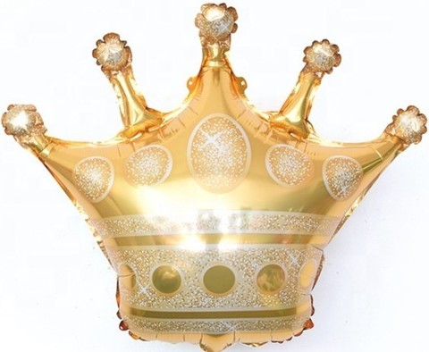 Шар К Мини-фигура, Корона, Золото, 12''/30 см, 5 шт.