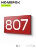 Номер на дверь 807, табличка на дверь для офиса, квартиры, кабинета, аудитории, склада, красная 120х70 мм, Айдентика Технолоджи