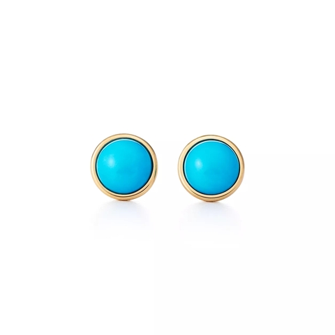 Серьги из жёлтого золота 18k с бирюзой , Tiffany 💠 Color by the Yard