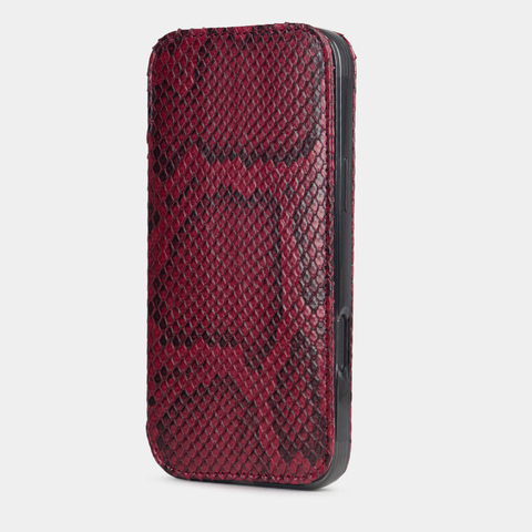 Чехол-книжка для iPhone 17 Pro - кожа питона, малина