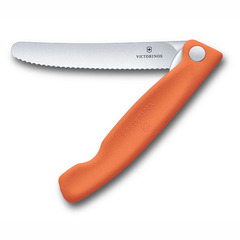 Фото Нож складной для овощей серрейтор Victorinox Swiss Classic 11 см, нержавеющая сталь, рукоять полипропилен, оранжевый