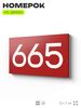 Номер на дверь 665, табличка на дверь для офиса, квартиры, кабинета, аудитории, склада, красная 120х70 мм, Айдентика Технолоджи