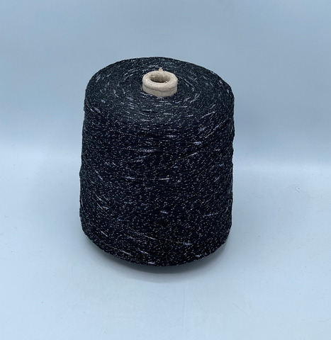 Бобинная пряжа, 500-700м, 90%Хлопок, 10%Люрекс, Черно-голубой, 41675