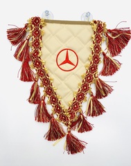 Вымпел треугольный Mercedes (экокожа, бежевый с красной вышивкой)
