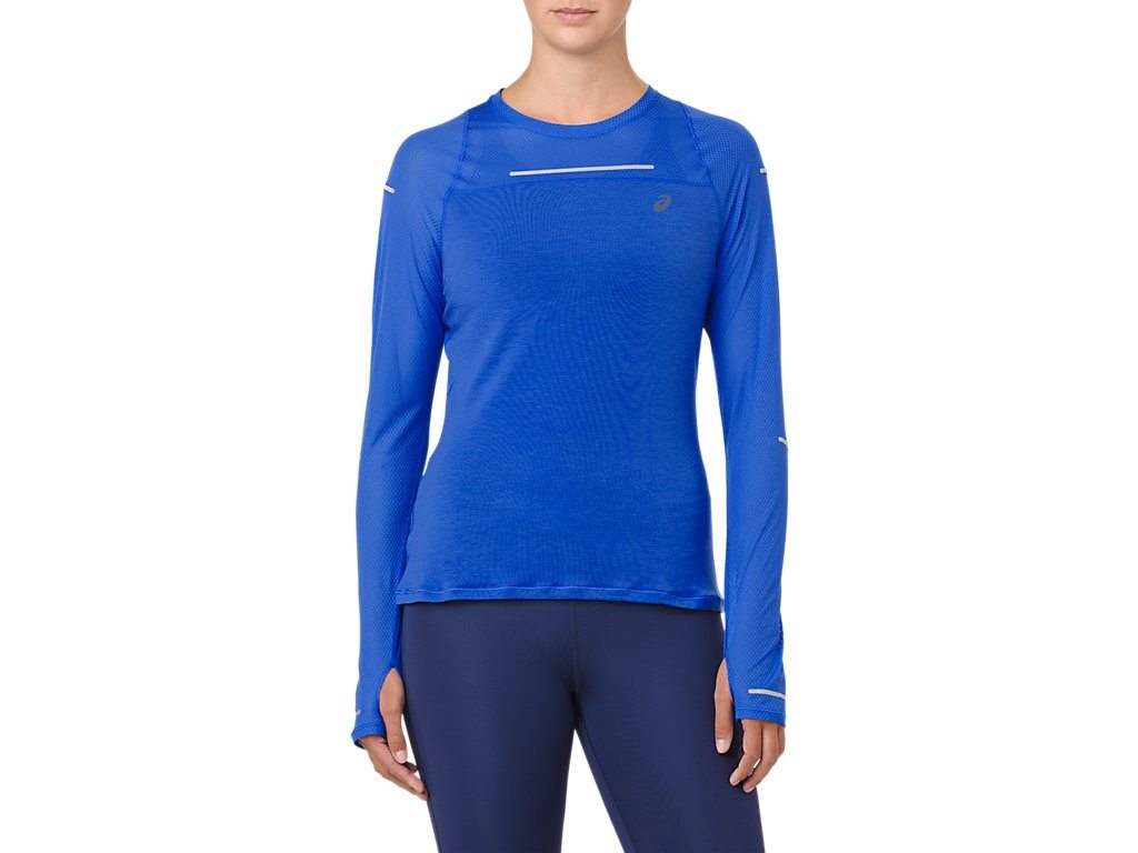 Asics Lite Show Long Sleeve рубашка беговая женская синяя