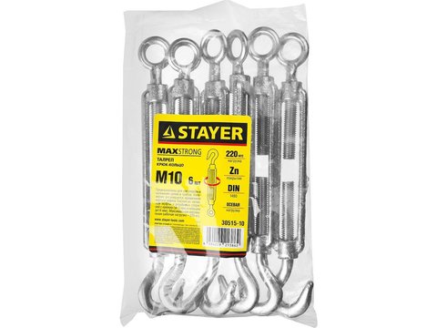 STAYER DIN 1480, М10, 6 шт, талреп крюк-кольцо (30515-10)