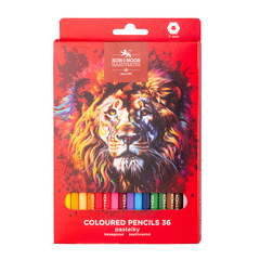 Карандаши цветные KOH-I-NOOR КРАСНЫЙ ЛЕВ 3555, 36цв, картон.упак. с подвесом