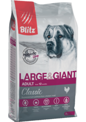 Сухой полнорационный корм Blitz Classic Large & Giant Breeds Adult Dog для собак крупных пород с курицей 15 кг