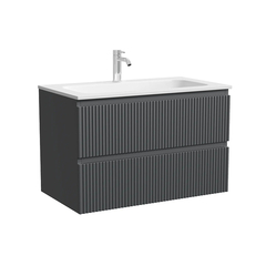 Sancos Сноб Р (Snob R) SNR80MDH Тумба подвесная 790х445х500, c двумя ящиками оснащенными доводчиками, темный антрацит матовый фото