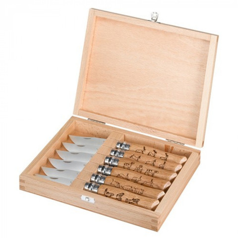 Набор в деревянной коробке из 6 ножей Opinel №8 Animalia