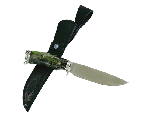 Авторский нож Соболь, Bohler N690, стаб.карельская береза,кап, мельхиор