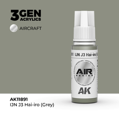 Акриловая краска AK Interactive IJN J3 Hai-iro (Grey) 3GEN AIR, 18мл