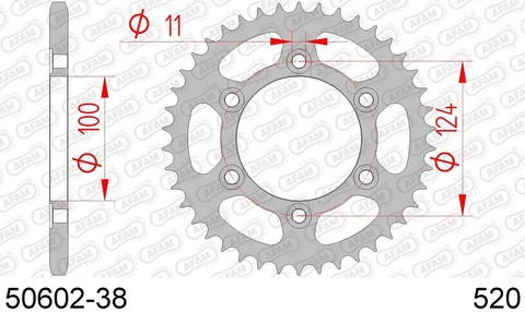 50602-38 звезда задняя DUCATI 900 Supersportt, 900 Monster, SP3 Superbike (ведомая) стальная, 520, AFAM (JTR735.38)