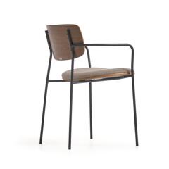 Стул Maureen со шпоном ореха и металлом в черной отделке