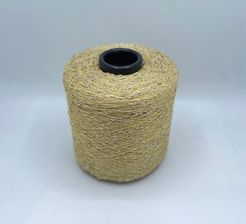 Бобинная пряжа (пр.Италия),art-Cosmos 1000/100гр, 80%Хлопок, 20%Люрекс , цвет-Желтое золото+шишибрики. арт.32186