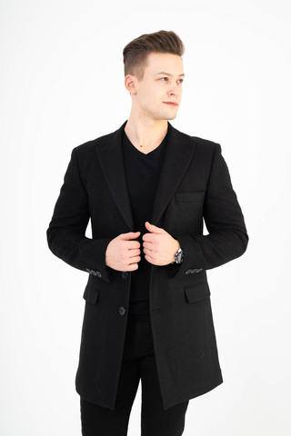 Пальто мужское Slim Fit  с лацканами SLAVASIO 12/018