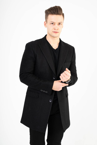 Пальто мужское Slim Fit  с лацканами SLAVASIO 12/018