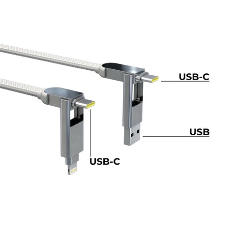 Зарядный кабель 6-в-1 Rolling Square inCharge XL, Glacier White (2 м), до 100Вт